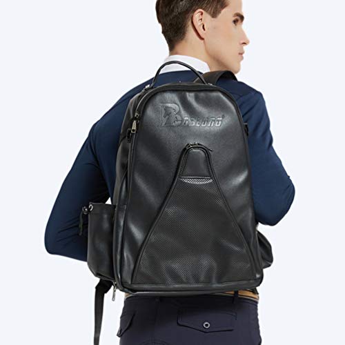 UNISTRENGH Professional Equestrian Backpack with Concealed Mesh Helmet Holder Waterproof Horse Riding Boots Bag (Black(PU))