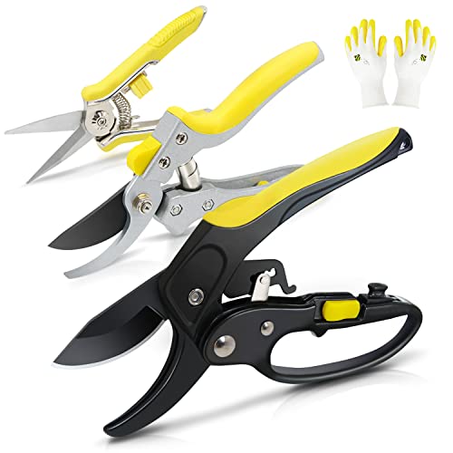 Jardineer Pruning Shears for Gardening Heavy Duty, Sharp Garden Clippers Handheld, Hand Pruners for Gardening Less Effort