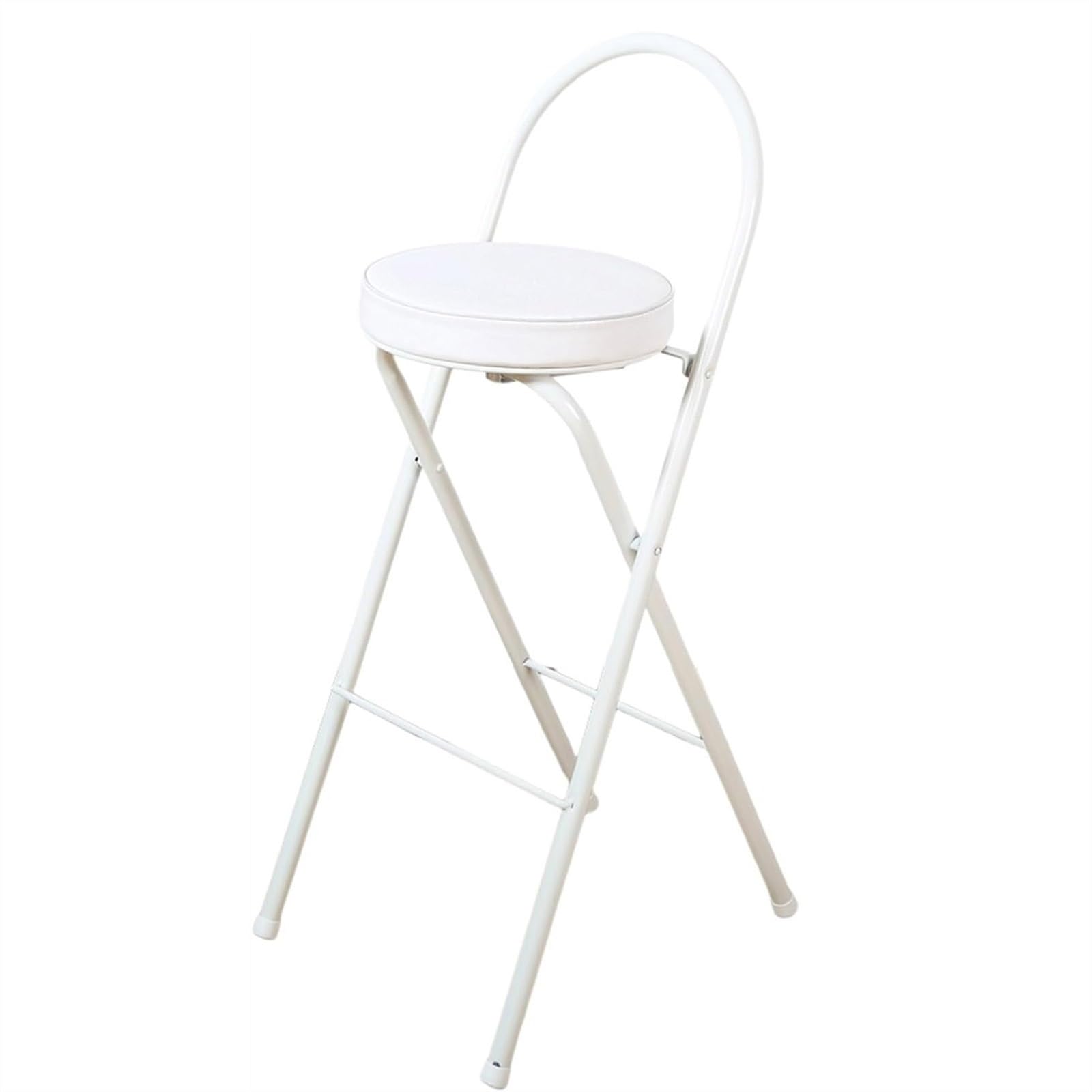 Taburete de Bar Alto Plegable, 65/70/75cm Taburete Redondo Plegable con Respaldo y Reposapiés, Silla de Bar Plegable Acolchada, Sillas Plegables Portátiles para Taburetes Cocina Jardín Exterior (Colo