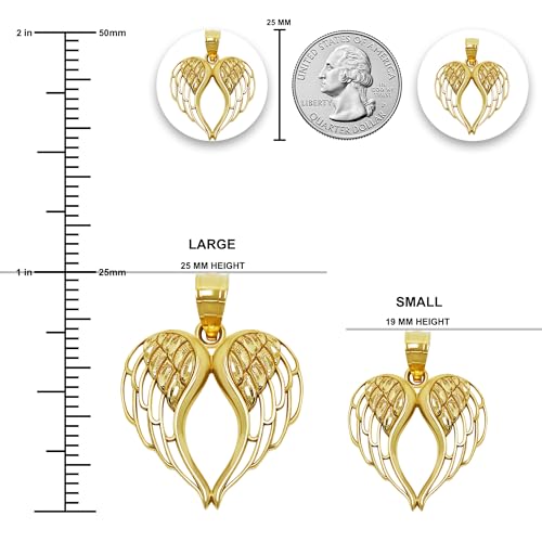 Gold Angel Wings Charm - 10 Karat Solid Gold - Angel Wing Pendant3