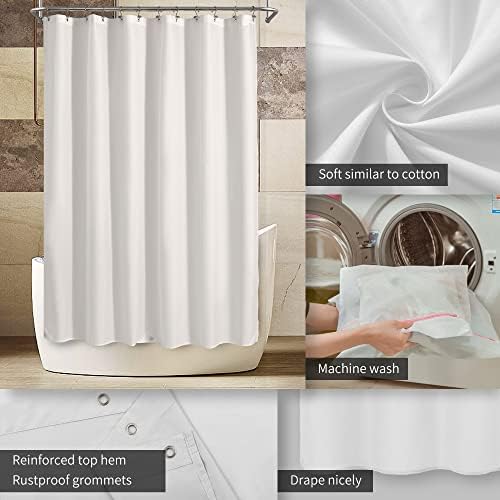 ALYVIA SPRING Waterproof Fabric Shower Curtain Liner with 3 Magnets - Soft Hotel Quality Cloth Shower Liner, Light-Weight & Machine Washable - Standard Size 72x72, White - 2