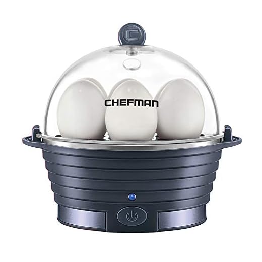 Chefman Electric Egg Cooker Boiler, Rapid Poacher, Food & Vegetable Steamer, Quickly Makes Up To 6, Hard, Medium or Soft Boiled, Poaching/Omelet Tray Included, Ready Signal, BPA-Free, Midnight Blue