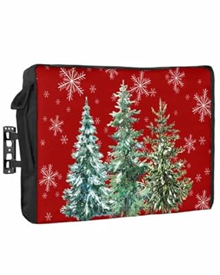 DecorLovee Outdoor TV Cover 80 to 85 Inches Weatherproof & Waterproof, Red Christmas Tree Outdoor TV Enclosure with Remote Control Pocket, Green Xmas Tree Snowflake TV Screen Protectors for Outside TV