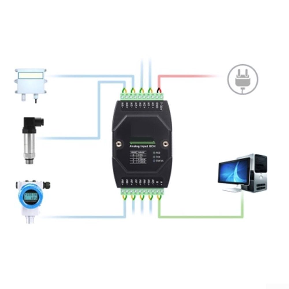 Scheda di acquisizione dati analogica industriale 8CH per modbus per rtu Protocollo RS485 Interfaccia DIN montato su guida DC 7V a 36V Alimentazione (A)