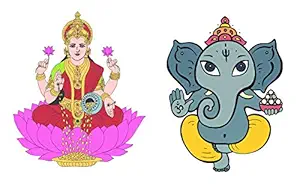 Asmi Collections Wall Stickers Goddess Lakshmi and God Ganesha