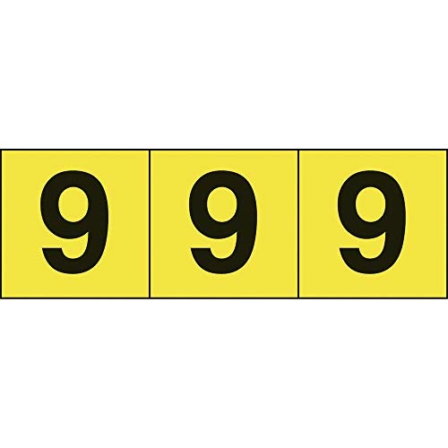 TRUSCO(トラスコ) 数字ステッカー 30×30 「9」 黄色地/黒文字 3枚入 TSN-30-9-Y