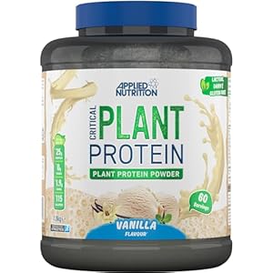 Applied Nutrition Plant Protein Powder – Critical Plant Vegan Protein Shake with SOYA, Pea, Brown Rice Proteins & Essential Amino Acids – Dairy-Free Gym Supplement (1.8kg – 60 Servings) (Vanilla)