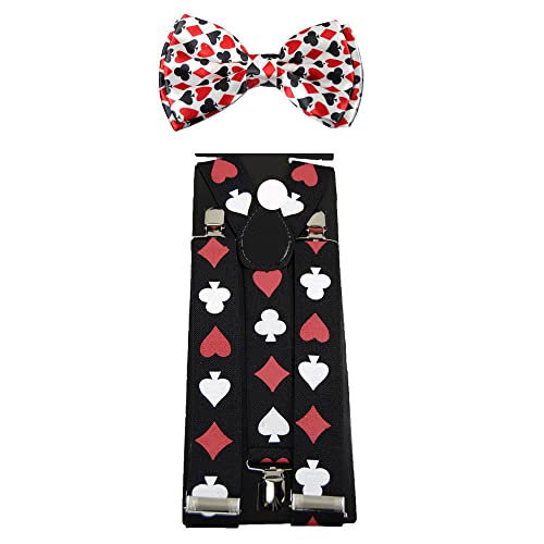 Suspender & Bowtie "Playing Card" Y-Back Clip On Adjustable #TOP12