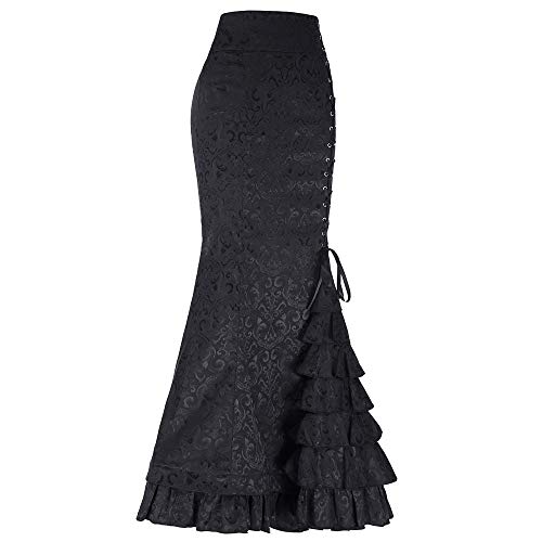 Générique Jupe Taille Haute Rouge Fishtail Ruffle Skirt Mermaid Style Skirt rétro Femmes Vintage Long Punk Bodycon Skirt Jupe Short Hiver Cuir
