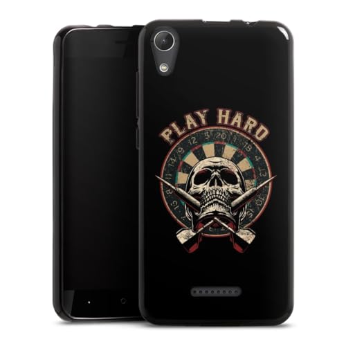 DeinDesign Coque en Silicone Compatible avec Wiko Lenny 4 Étui Silicone Coque Souple Tête de Mort Dart Crâne