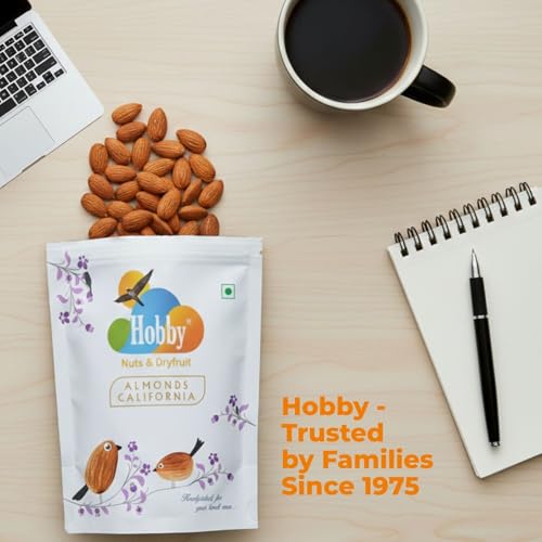 Image of Hobby Raw California Almonds 250g (Pack of 3) | Raw Whole American Badam Giri | Handpicked Crunchy Dry Fruits | Rich in Protein, Magnesium & Fiber | Healthy Snacking Nuts
