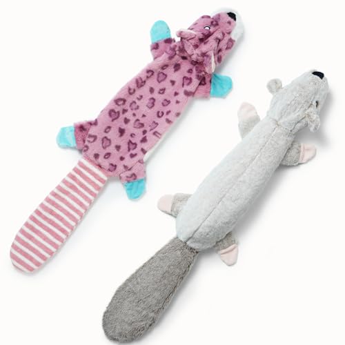 Nocciola 2 Pack Knister-, Quietsch- Hundespielzeuge ohne Füllung, aus Weichem und Unzerstörlichem Stoff, für Wasserflaschen, Extra Lange, Plüsch-Kauspielzeuge für Kleine, Mittelgroße und Große Hunde
