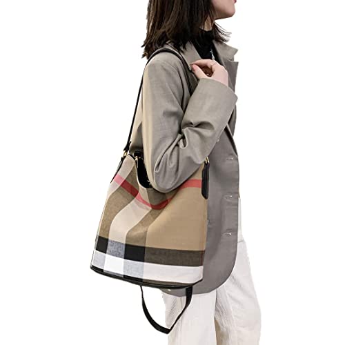 Image of Tote Bag for Women plaid purse Designer Handbags Plaid Womens Purses and Bucket bag Canvas tote handbags black shoulder women designer