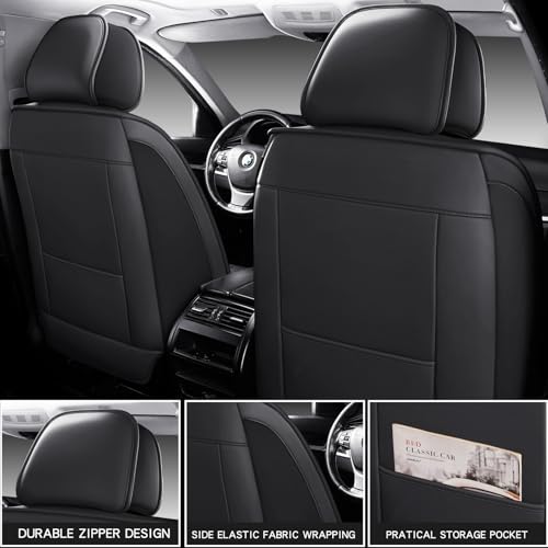 Image of MINGBRON Seat Covers, Car Seat Covers Front Seats, Car Seat Cover, Car Seat Protector Waterproof, Car Seat Cushion Nappa Leather, Black Seat Covers Carseat Cover Universal Fit for Most Cars
