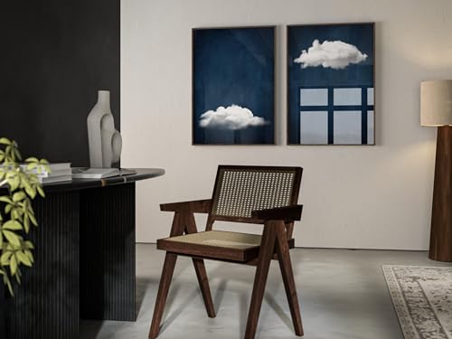 Affiche décorative maximaliste nuages indigo art mural surréaliste salon