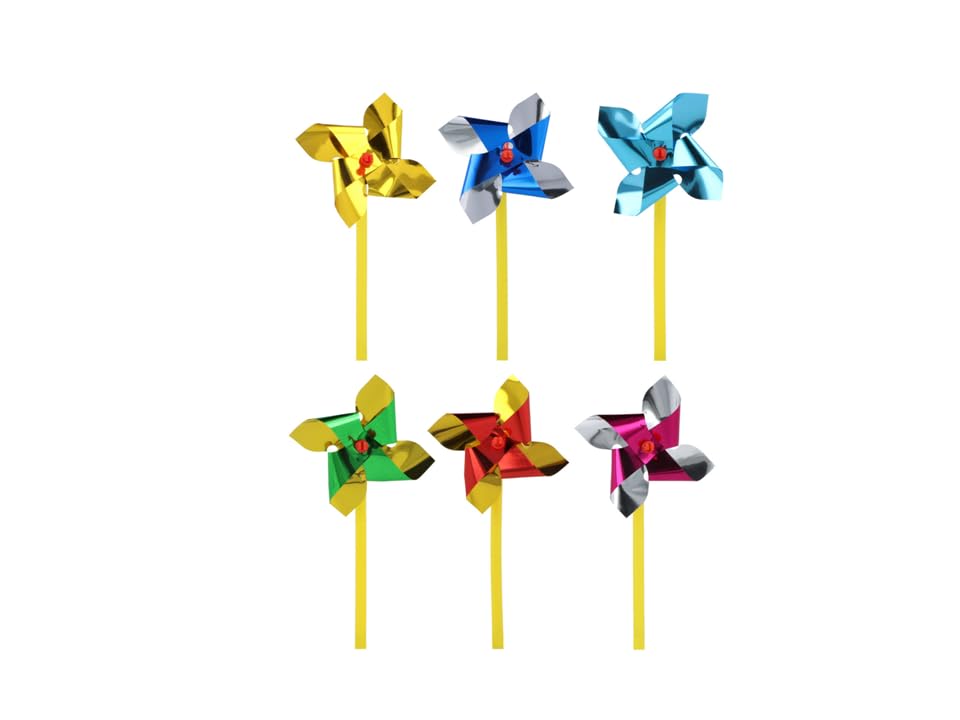 Mini Foil Windmills for Kids (7cm) – Assorted Colours Spinning Pinwheel Toys for Party Bags, Garden Decoration & Outdoor Fun (30)