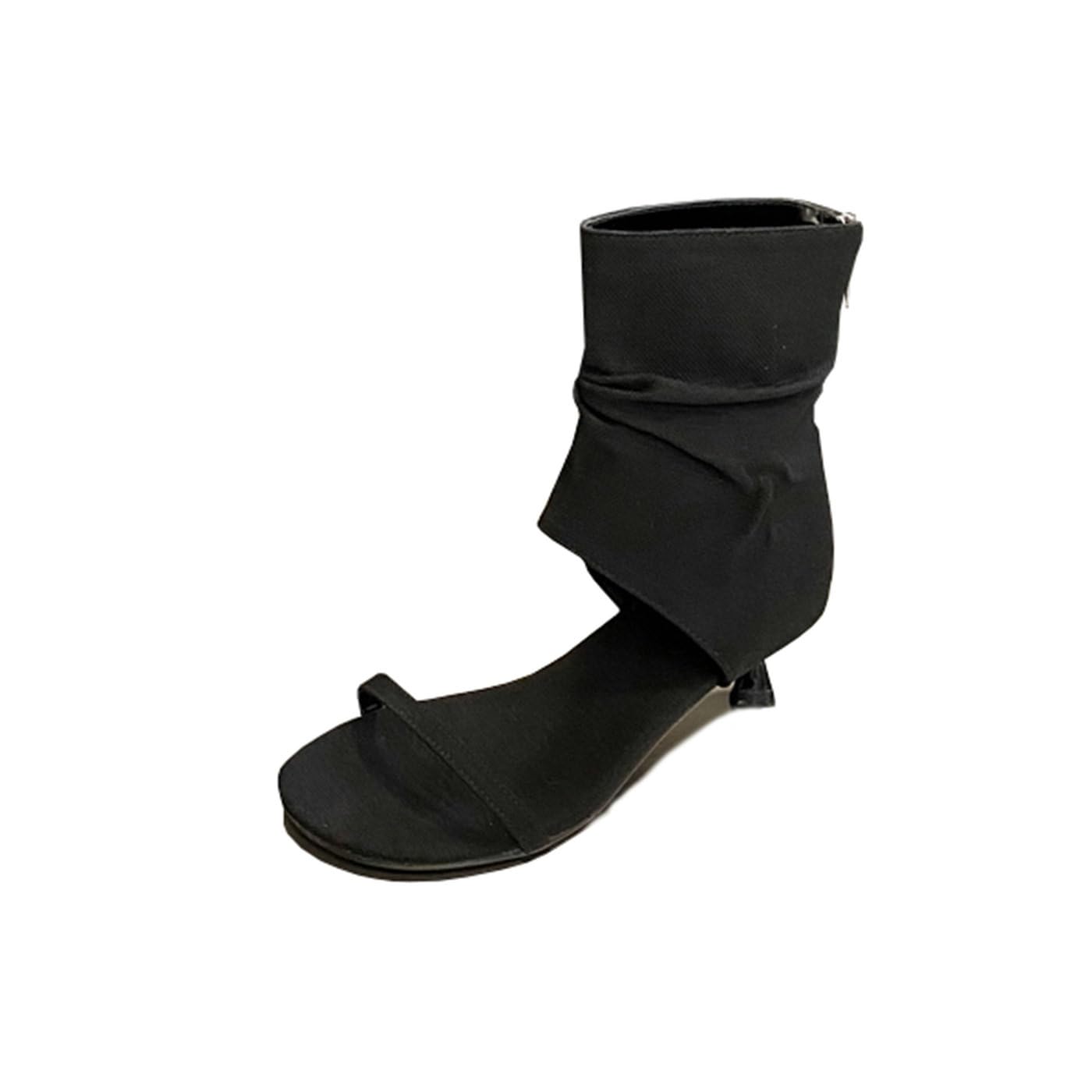 UniqueStride Women Heeled Sandals Open Toe Mid Kitten Heel Ankle Boots Denim Kitten Sandals for Dressy