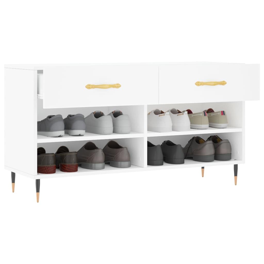 Meuble Rangement Chaussures Blanc 102 x 35 x 55 cm Bois Composite