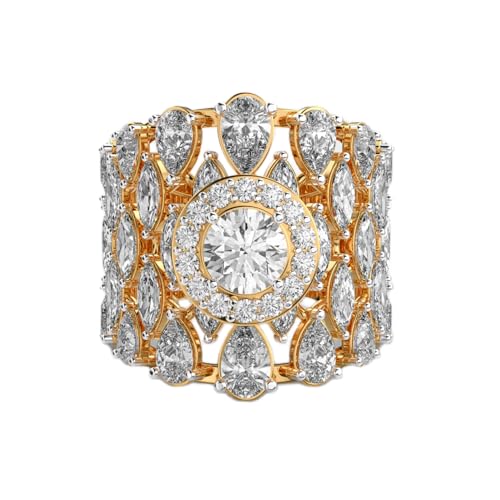 Bague moissanite multiforme argent plaqué or de haute joaillerie LKJR_0257