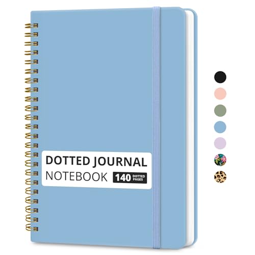 Image of Taja Dotted Spiral Journal Notebook for Women & Men, 140 Pages, Dotted Notebook for Journaling & Note Taking, Journals for Writing, A5(5.7 inch x 7.9 inch) - Blue