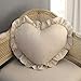 Cuscino Arredo Cuore , Cuscino Decorativo Shabby Chic con Volant (Beige - Grande)