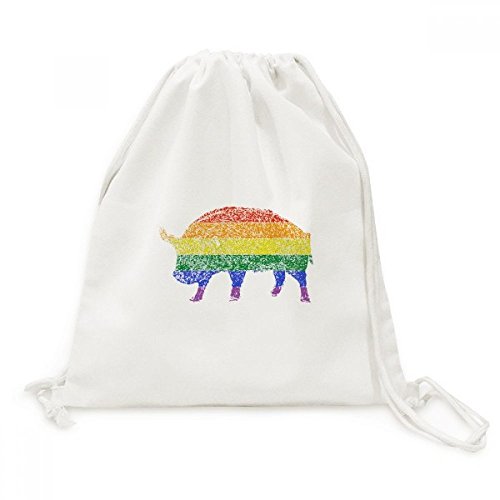 Toile drawstring backpack peinture arc-en-gay lesbienne sac de voyage léger