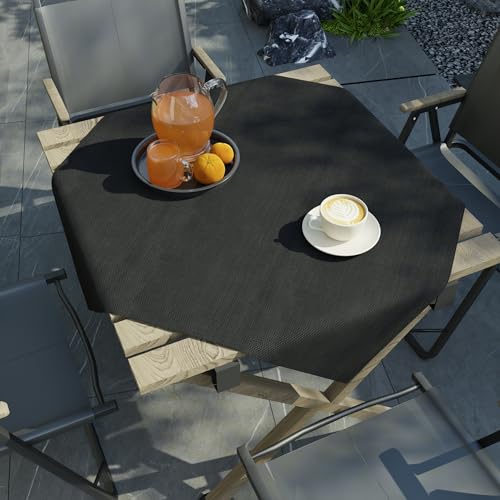 Image of Encasa XO Dining Table Cover Cloth for 4 Seater | 90x90 cm Cotton Canvas Square Table Cloth | Machine Washable Tablecloth for Indoor & Outdoor Use - Jet Black Solid Color