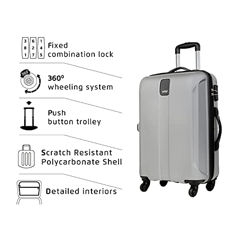Image of Safari Thorium Sharp Anti-Scratch Combo Set of 2 Small, Medium Polycarbonate Check-in 4 Wheel Hard Suitcase