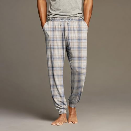 Pajama Pants Men Drawstring Comfortable Pants Casual Lightweight Lounge Bottoms Loose Fit Soft Pj Pant With Pockets2