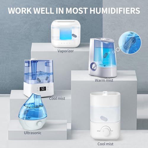 Image of 12-Pack Demineralization Cartridge for Humidifier Compatible with HoMedics Total-Comfort Ultrasonic Humidifier Demineralizer Tablets Filter Replacement for Water Decalcification, Remove Odor