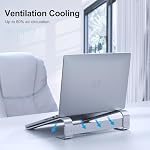 MOKURU Laptop Stand for Desk, Aluminum Laptop Riser, Ergonomic Computer Stand for Laptop, Laptop Cooling Stand Compatible with for MacBook Pro/Air, Dell, HP, Lenovo, 10-17.3''