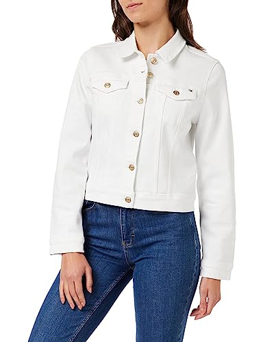 Tommy Hilfiger Damen Jeansjacke Kurz, Weiß (White), 38