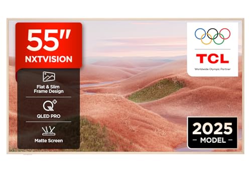 TCL A300W QLED 4K Ultra HD da 55 pollici NXTVISION, 4K HDR PRO, display opaco, Smart TV supportata da Google TV (Dolby Vision IQ e Atmos, Motion Clarity Pro a 144 Hz)