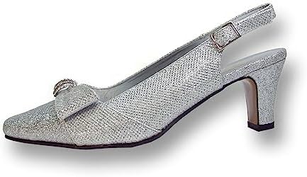 Floral Emma (DP790) Women Wide Width Evening Dress Shoe for Wedding, Prom, and Dinner Silver 8 | Image 2