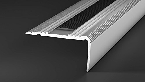 Preisvergleich Produktbild Treppenkantenprofil Alu mit Gleitschutzeinlage, silber, 100 cm, günstige Setpreise