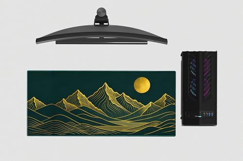 Image of Gold Moonlit Range Premium Desk Mat | Anti-Skid | Anti-Slip | 80 x 30 cm | Laptop Mat for Work from Home /Office /Gaming- Extended Mouse pad and Keyboard Desk mat