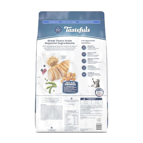 Blue Buffalo Tastefuls Natural Dry Food for Adult Indoor Cats, Chicken & Brown Rice Recipe, 15-lb. Bag