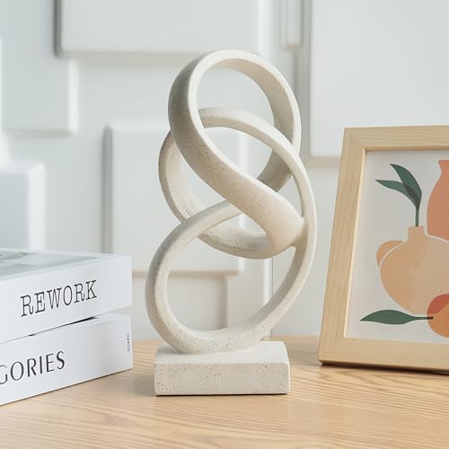 10" Modern Abstract Ribbon Decorative Sculpture, Knot Sculptures,Home Decor,Coffee Table Statues,Dining Living Room Desk Decor(White) - Image 3