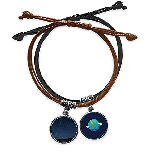 Pulsera de cuero Tierra y cielo estrellado con cuerda mano