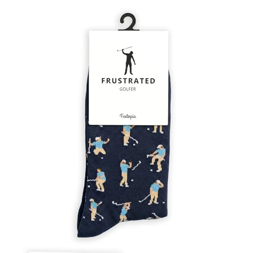feetopia Socks with Frustrated Golfer Design Ideal Golf Gift for Men 1 Pair Per Pack Size 8-13
