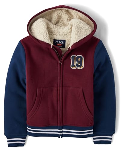 Image of The Children's Place boys Long Sleeve, Sherpa Lined, Zip-front Hoodie Sweatshirt