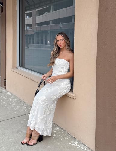 Image of MEROKEETY Women's Summer Floral Wedding Guest Cocktail Maxi Dress