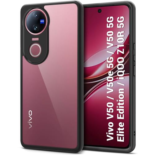 Image of TheGiftKart Hybrid Shockproof Back Cover Case for iQOO Z10R 5G / Vivo V50 5G / V50e 5G / Vivo T4R 5G | Hard Back Cover Case (PC & TPU, Transparent Clear Back, Black Sides)