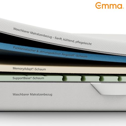 Emma One Matratze, Kaltschaummatratze, 100x200 cm, H3 Härtegrad Hart, 18 cm Höhe...