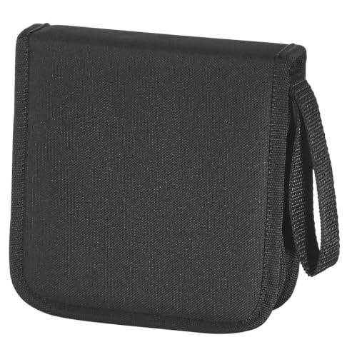Hama CD Tasche für 32 Discs/CD/DVD/Blu-ray (Mappe zur Aufbewahrung platzsparend für Auto und Zuhause Transport-Hüllen) Schwarz