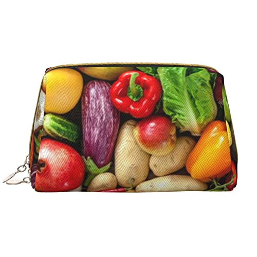 Trousse de maquillage en cuir blanc pour femme, pochette cosmétique fruits et légumes PSVOD