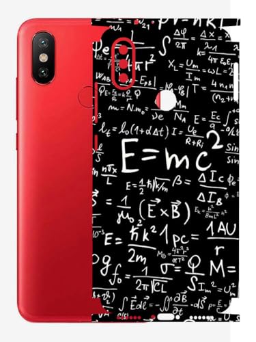 Image of AtOdds - Full Body Back Screen Guard Protector Film - Lamination Wrap Skin Sticker Compatible with Xiaomi Mi A2 | Scratchproof Matte Finish (Design - E=mc2)