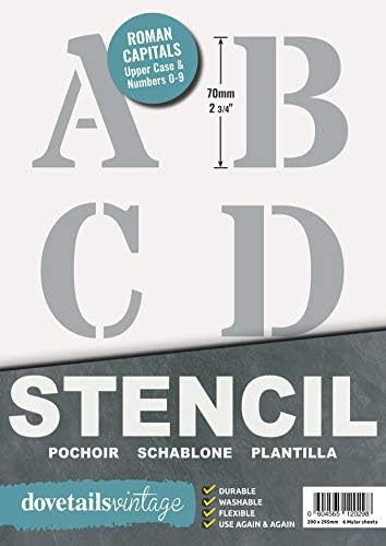 Letter Stencils 70mm Tall (2.75 inch) Large Roman Style Capitals Alphabet for Crafts Wedding Journal Wheelie Bins Homework DIY Reusable Large Stencil for Painting on Wood Writing Bunting Sign Making