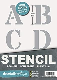 Letter Stencils 70mm Tall (2.75 inch) Large Roman Style Capitals Alphabet for Crafts Wedding Journal Wheelie Bins Homework DIY Reusable Large Stencil for Painting on Wood Writing Bunting Sign Making