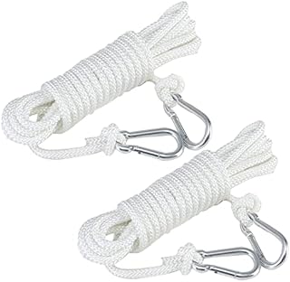 30m/100ft Cotton Clothesline with Metal Hooks,2 Rolls White Pulley Line Rope 6mm Thick Soft Braided Rope Nylon Washing Line Rope Laundry Line String Snag &Tear Resistant for Camping Garden Crafts